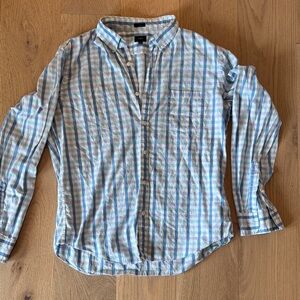 J. Crew Light Blue and White Striped Casual Shirt